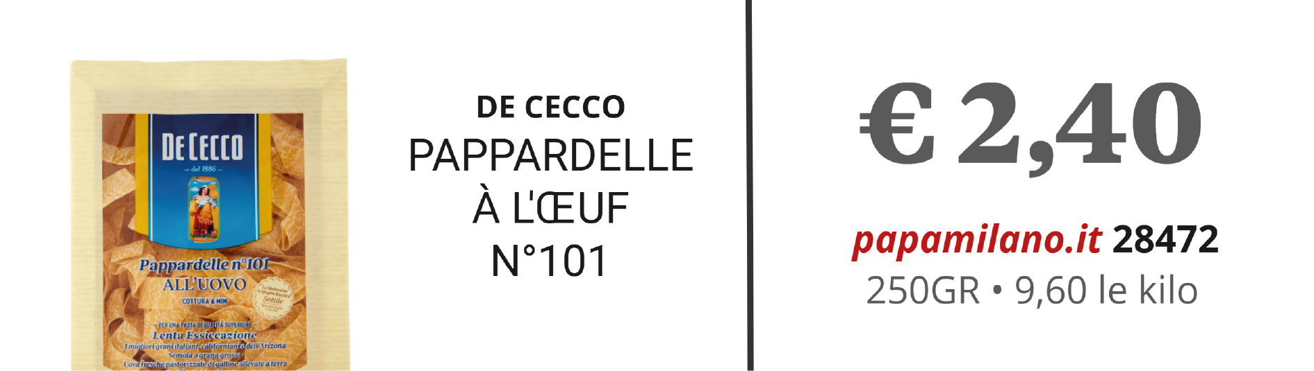 DE CECCO PAPPARDELLE À L'ŒUF N°101